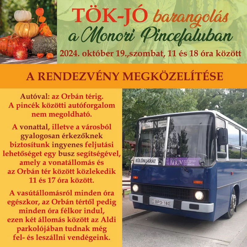 Tök-Jó barangolás közlekedés a rendezvényre