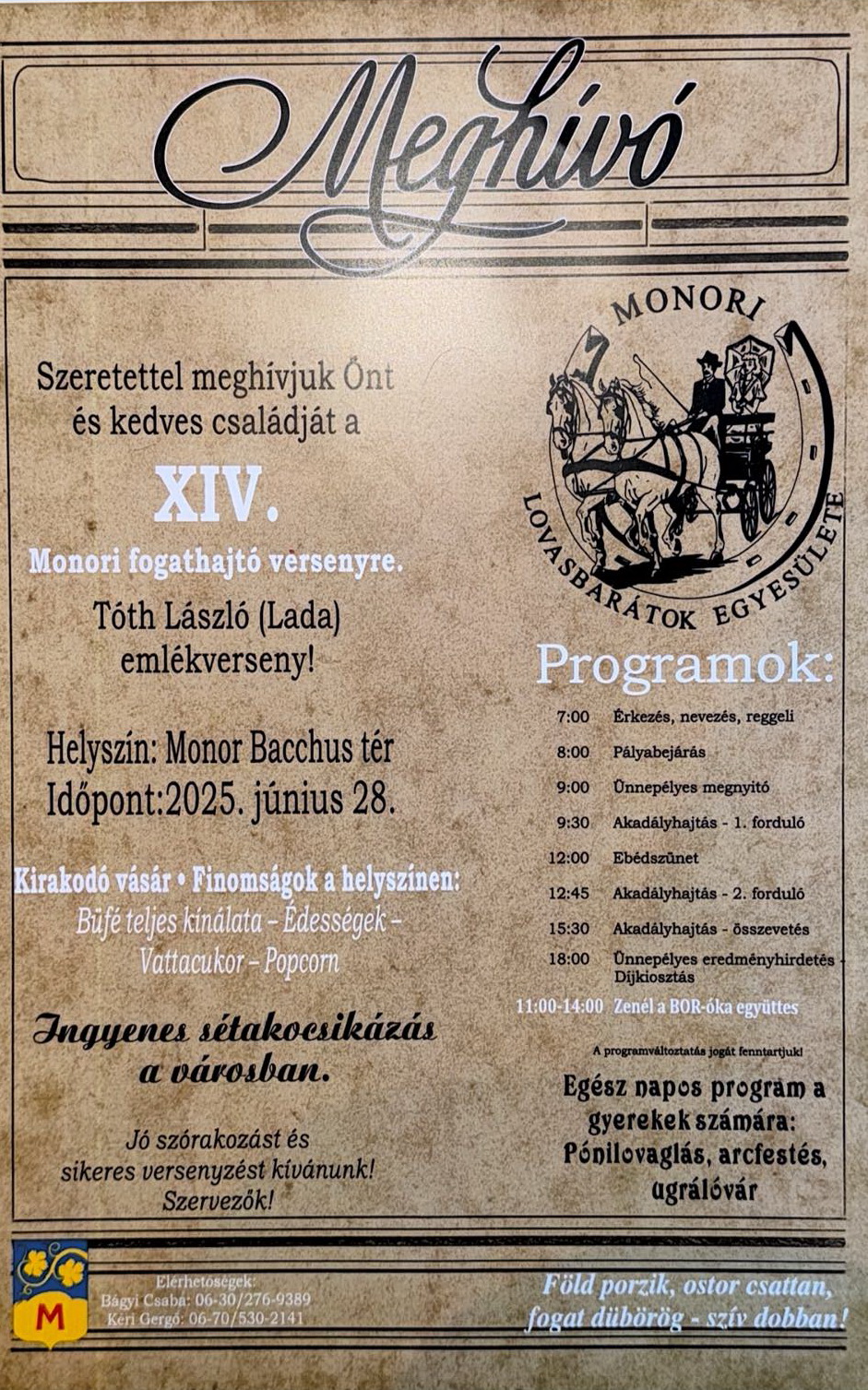 Monori fogathajtó verseny a Monori Pincefalu Bacchusz terén