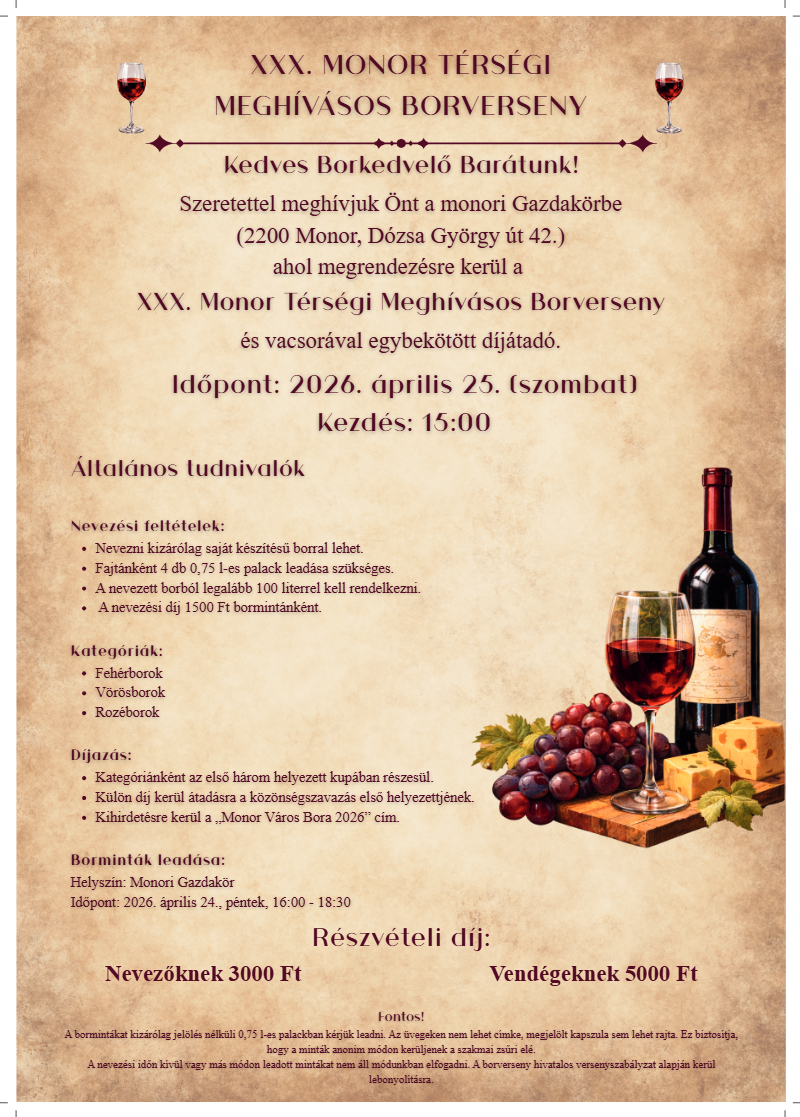 XXX. Monor Térségi Meghívásos Borverseny